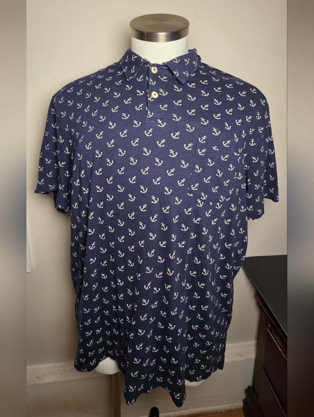 Polo by Ralph Lauren Navy Polo with White Anchor Pattern